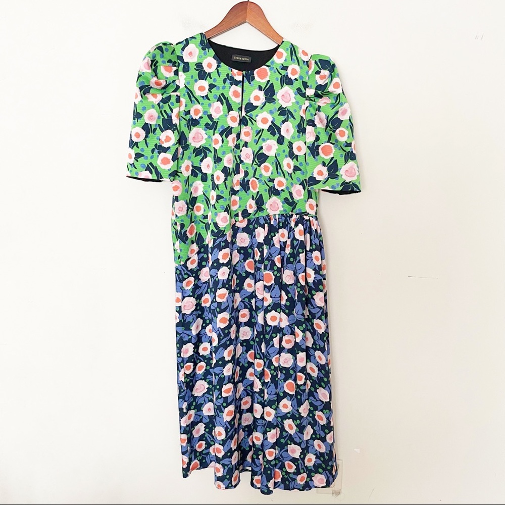 Stine Goya Kori Marketplace Midi Dress Puff Sleeve Size Medium - Picture 8 of 12